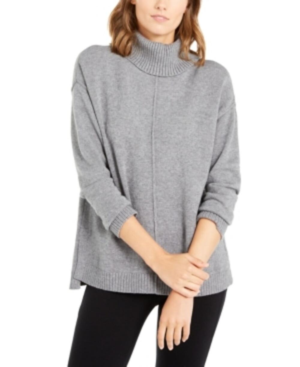 Alfani Dropped Shoulder Turtleneck Gray Medium